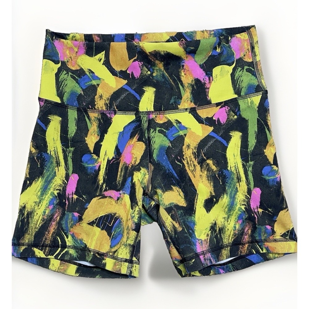 Lululemon Women's Size 10 Multicolor Abstract Print Biker Shorts Activewear